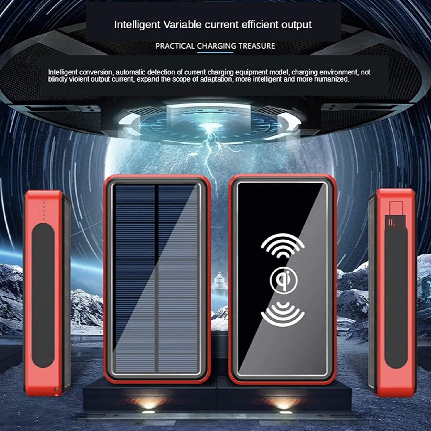 Ładowarka solarna 10 0000 mAh, przenośna ładowarka do szybkiego ładowania, zewnętrzna bateria zapasowa, ogromna pojemność do smartfonów, tabletów, konsol do gier (pomarańczowa)