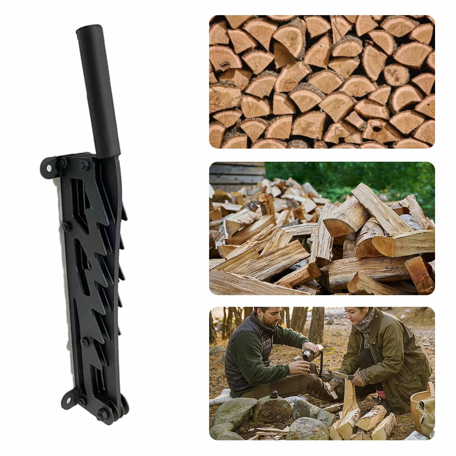Ręczny rozdzielacz do drewna, 2023 New Wall Mount Firewood Splitter Suit, ze stali węglowej, do użytku wewnątrz i na zewnątrz (zestaw 4)