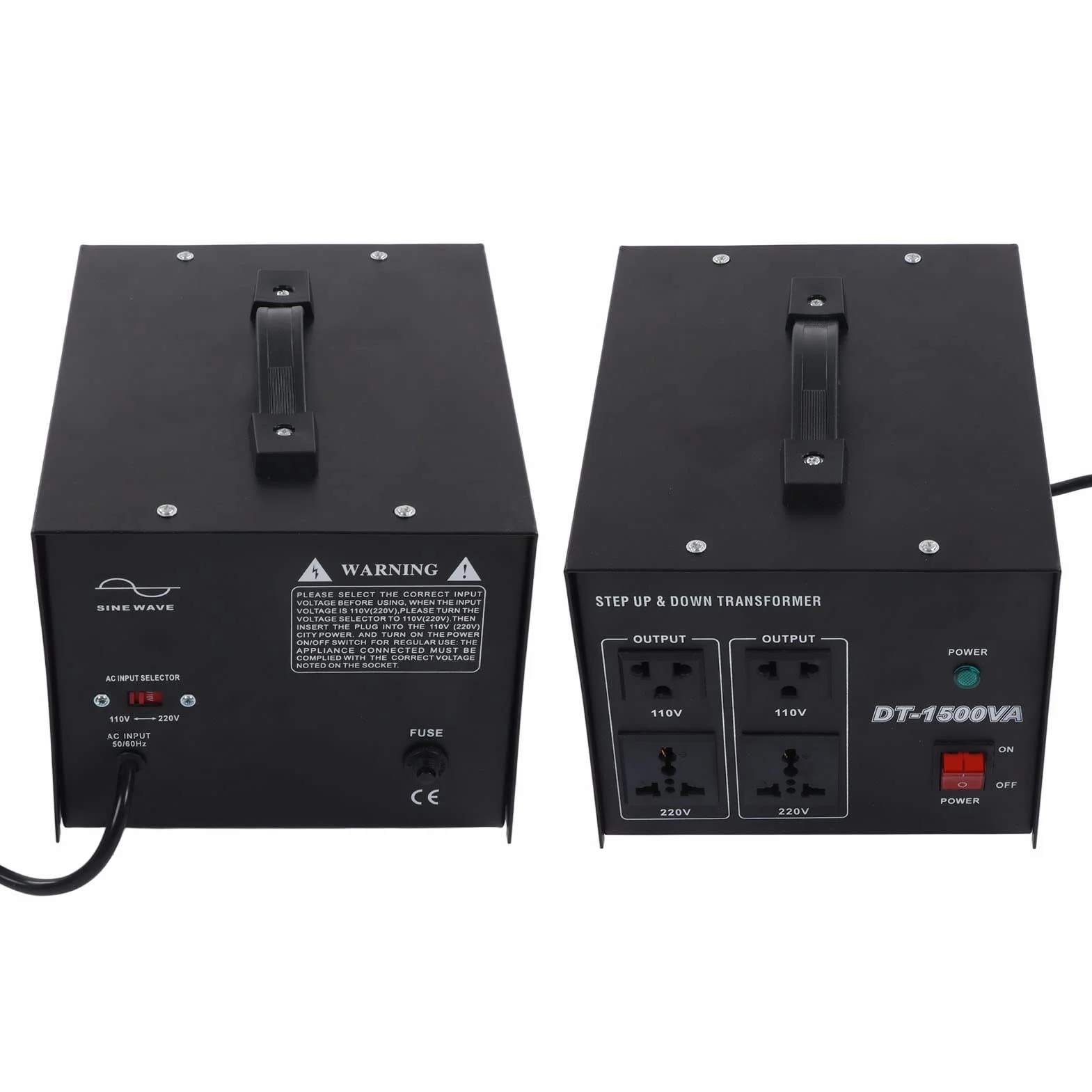 Transformator napięciowy o dużej wytrzymałości 1500 W — przetwornica zwiększająca i zmniejszająca moc — jednostka dwukierunkowa 110 V na 220 V i 220 V na 110 V z rdzeniem