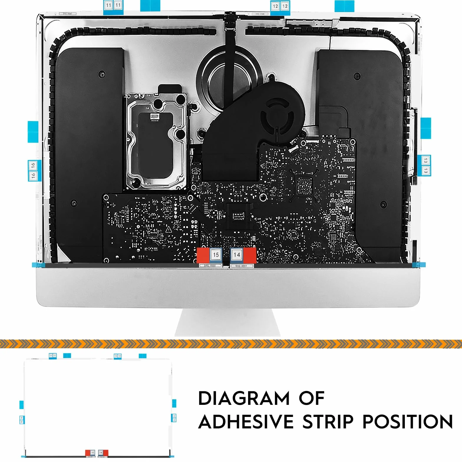 Ekran LCD, paski samoprzylepne, taśma zastępcza, profesjonalny zestaw naprawczy kompatybilny z iMac 27" A1419 Retiona 2012-2015 (z narzędziem do otwierania)