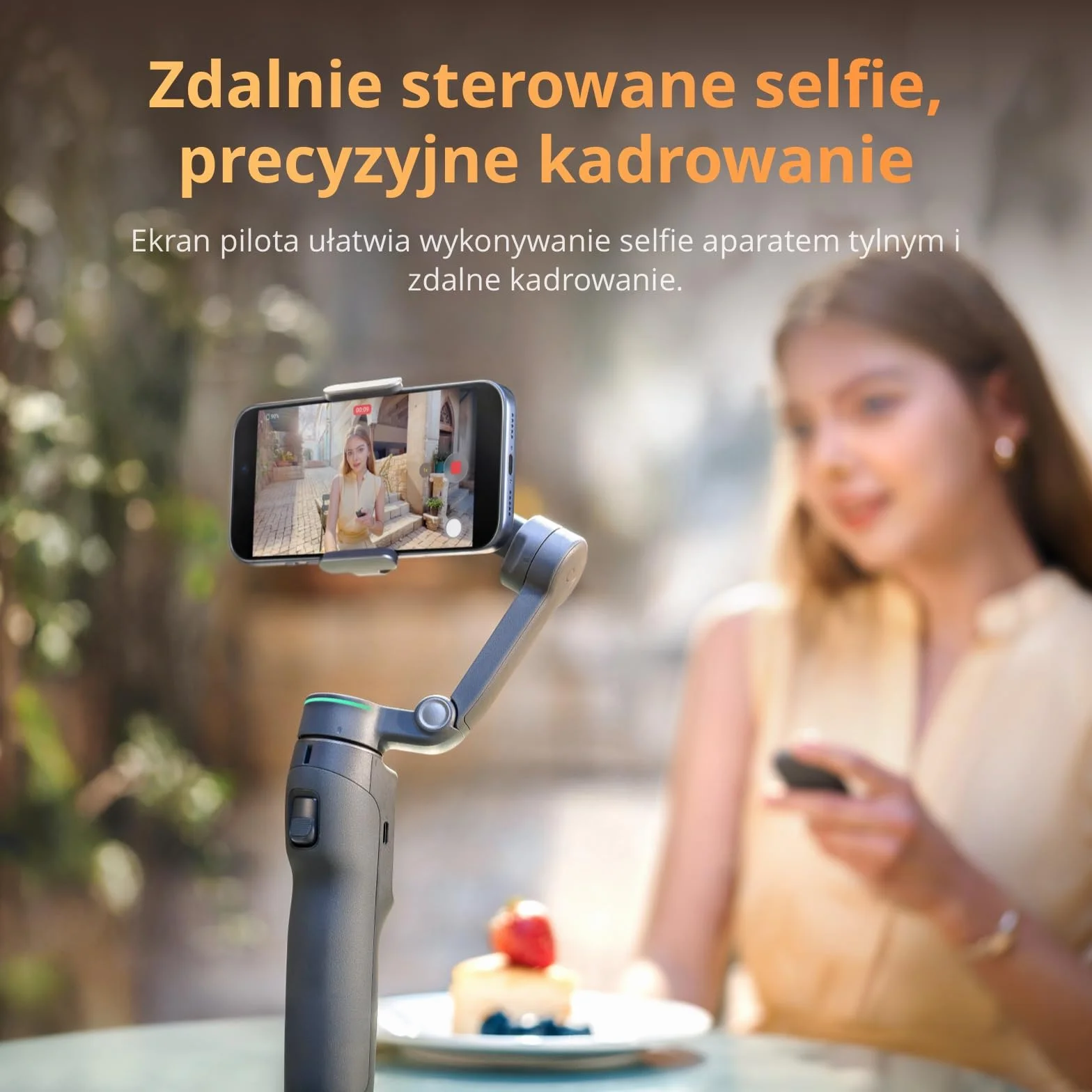 Osmo Mobile 8P+nadajnik Mic Mini 2, gimbal smartfon, mikrofon bezprzewodowy | Stabilizator do iPhone’a i Androida, szczegółowy dźwięk, DJI OsmoAudio, redukcja szumów, stabilizacja 3-osiowa