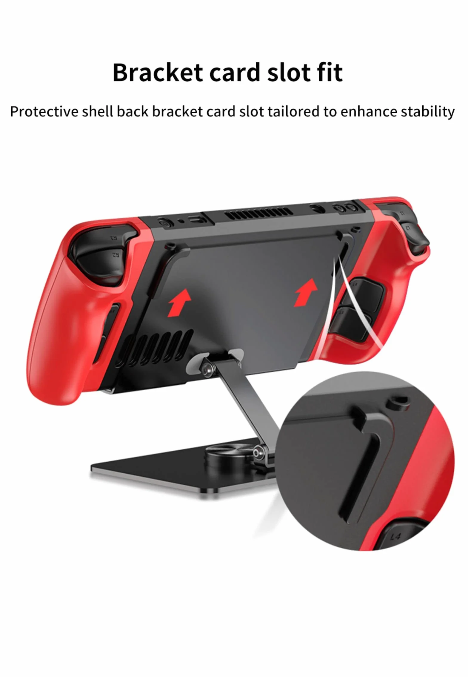COQUE Etui na ręczną konsolę do gier na Steam Deck, metalowy składany stojak 2 w 1, do gier mobilnych Steam Deck-Red