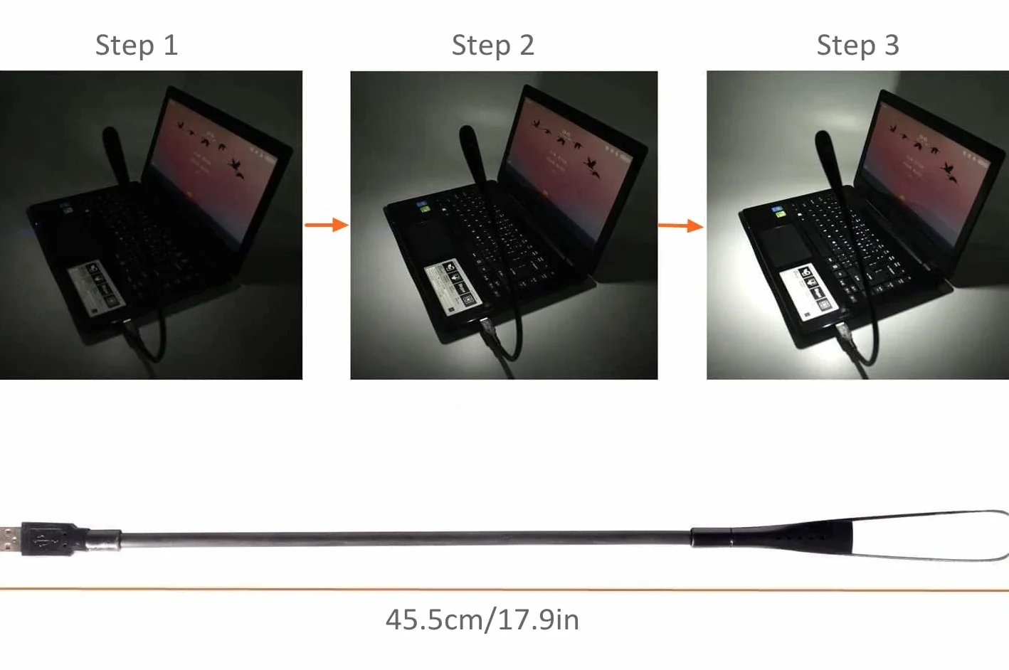 Ściemniana lampa USB, elastyczna klawiatura USB, mini lampka USB do laptopa (14 diod LED, 3-stopniowa regulacja jasności, przełącznik dotykowy wł./wył., czarna)