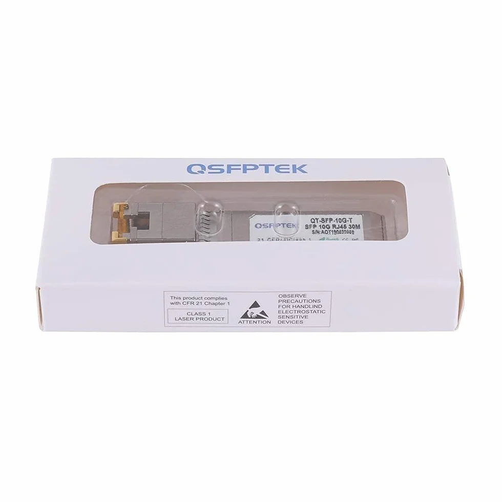 QSFPTEK 1,25G/2,5G/5G/10G-T SFP+ RJ45 30 m 10 Gb-T moduł miedziany 10GBASE-T nadajnik-odbiornik Mini-Gbic do Cisco SFP-10G-T-S, Ubiquiti UF-RJ45-10G, Mikrotik, do 30 m