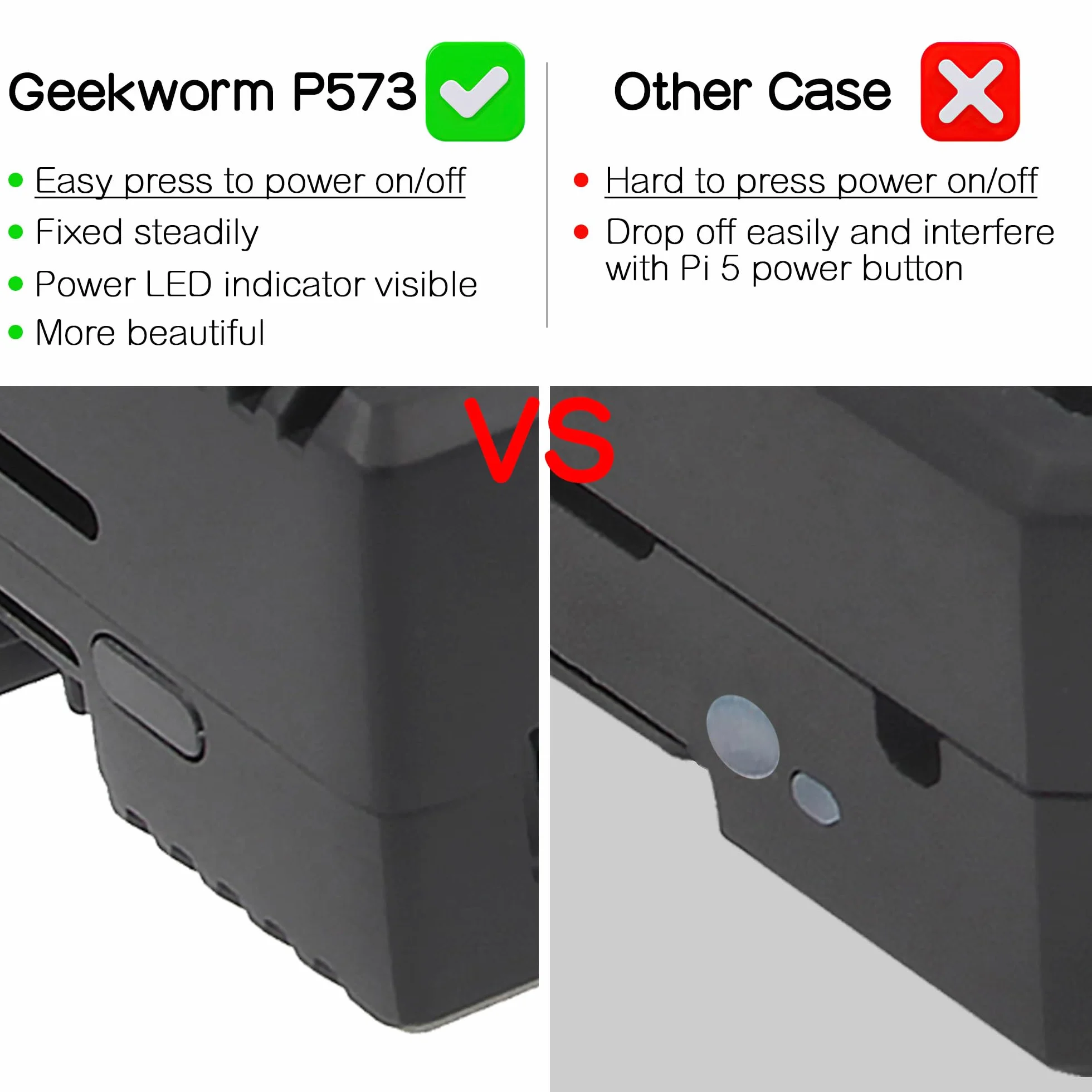 Geekworm Obudowa Raspberry Pi 5, Heavy Duty Aluminum Passive Cooling Case for Raspberry Pi 5 8 GB / 4 GB (P573)