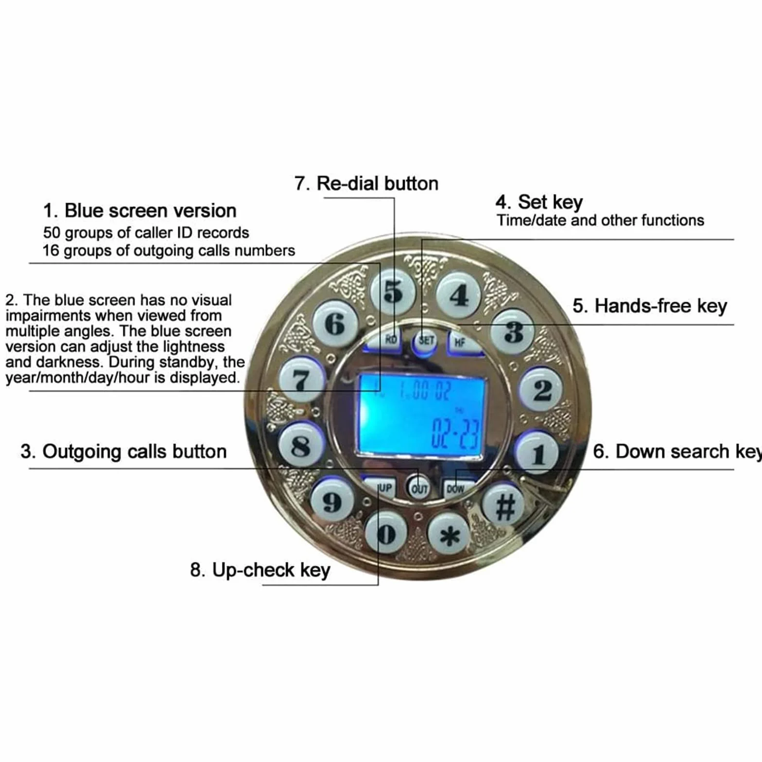 Vintage antyczny stary telefon. Biały europejski styl staromodne telefony stacjonarne biurko przewodowy telefon do domu biura hotelu wystrój