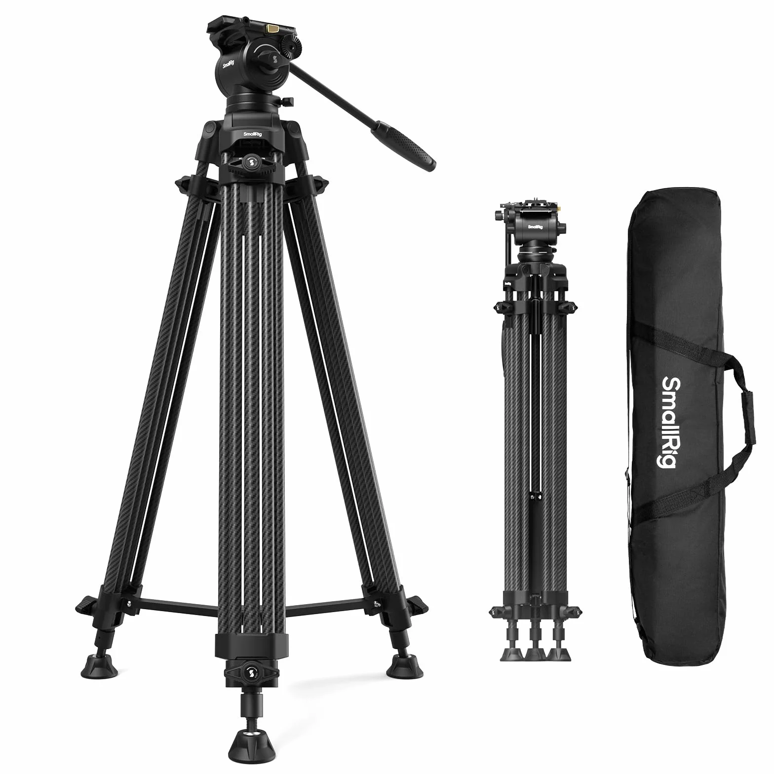 SMALLRIG 73''/185 cm, wytrzymały statyw wideo z włókna węglowego, maks. udźwig 10 kg (22 funty), głowica płynna z zakresem pochylenia od +85° do -78°,waga 2,7 kg (6 funtów) - 5441