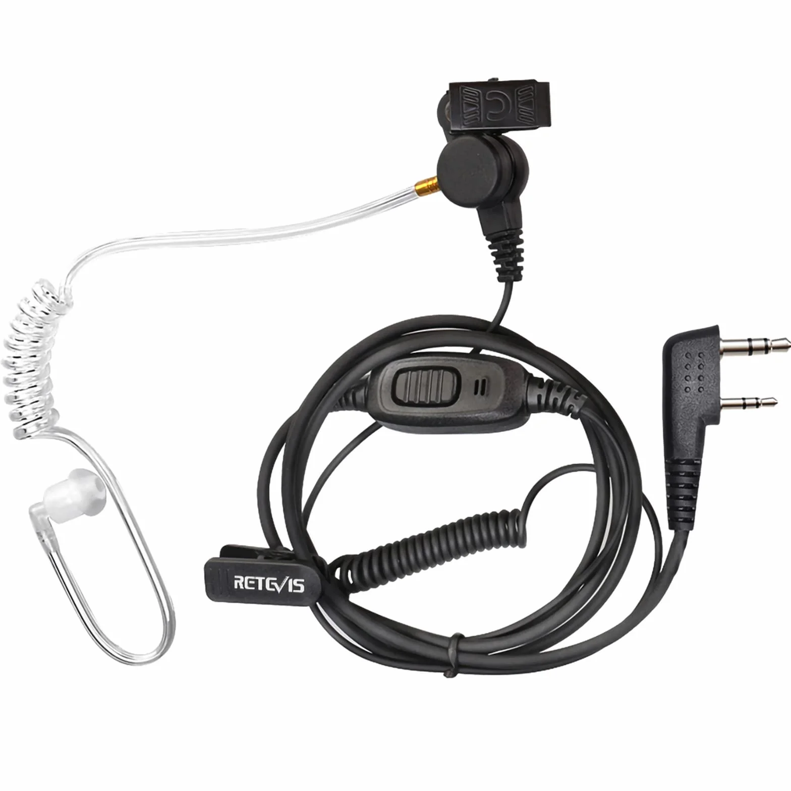Retevis EEK009 Słuchawki Walkie Talkie z mikrofonem PTT, zestaw do nadzoru radiowego, ukryte słuchawki rurkowe kompatybilne z RT668, RT619, RT617, RT618, RT24, RT27, BaoFeng UV-5R