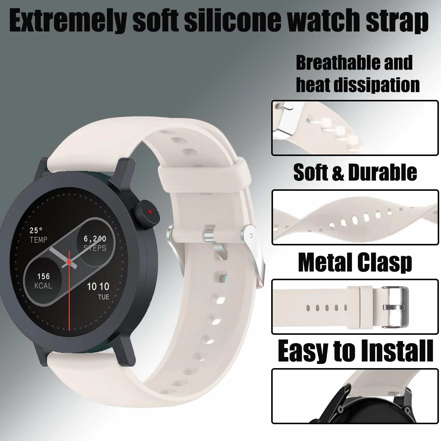 18mm 19mm 20mm 22mm Silikon Pasek zegarka Garmin/Galaxy/Amazfit/Huawei,unisexowy miękki pasek sportowy.