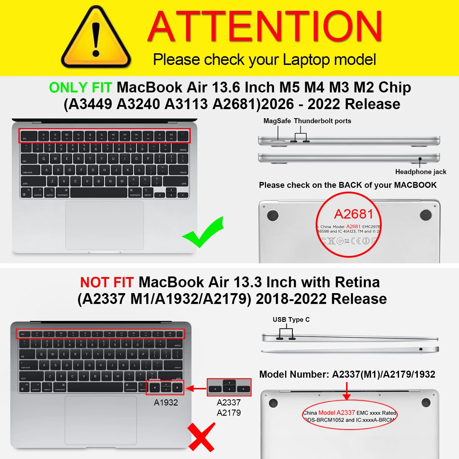 FINTIE Etui kompatybilne z MacBook Air 13,6 cala M5 M4 M3 M2 (A3449/A3240/A3113/A2681, 2026-2022) - wzmocnione krawędzie zapobiegające uderzeniom, twarda obudowa z mikro klipsami mocującymi, matowa