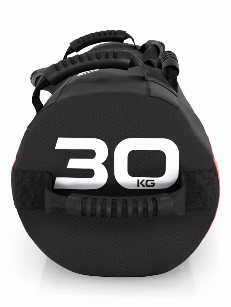 Atletica Worek na piasek 30 kg, worek do treningu funkcjonalnego całego ciała, wytrzymały nylon Cordura, 7 uchwytów