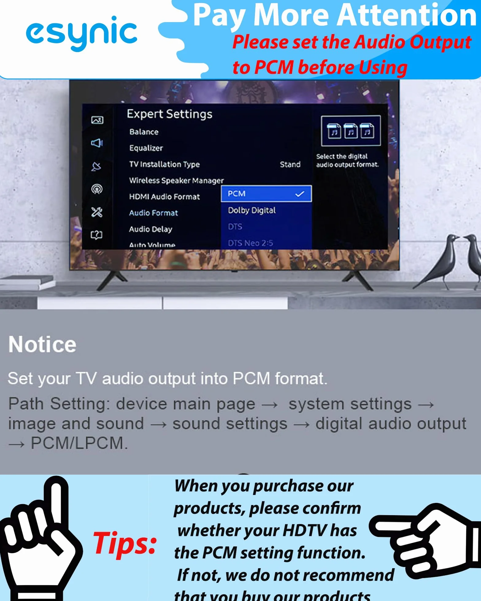 eSynic DAC konwerter cyfrowy na analogowy adapter audio RCA L/R wyjście 3,5 mm stereo z kablem optycznym do słuchawek PS3 Xbox 360 HDTV niebieski RAY DVD Sky HD Apple TV