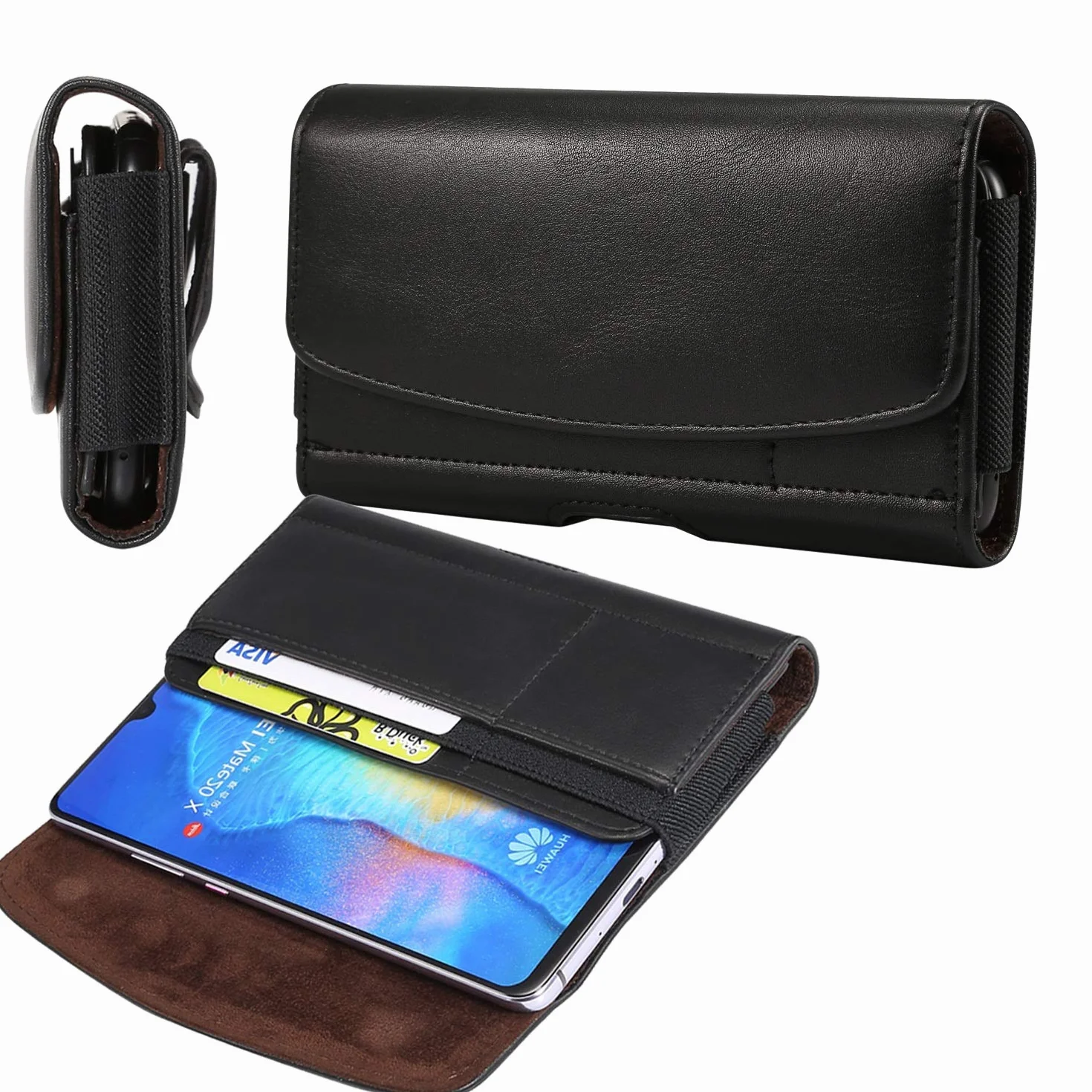 do Samsung Galaxy S20+, S20 Ultra 5G, Note10 Lite, Note20, A71 5G, A51, A21S A81 skórzany pasek z klipsem, etui na pasek do Huawei Mate 20X