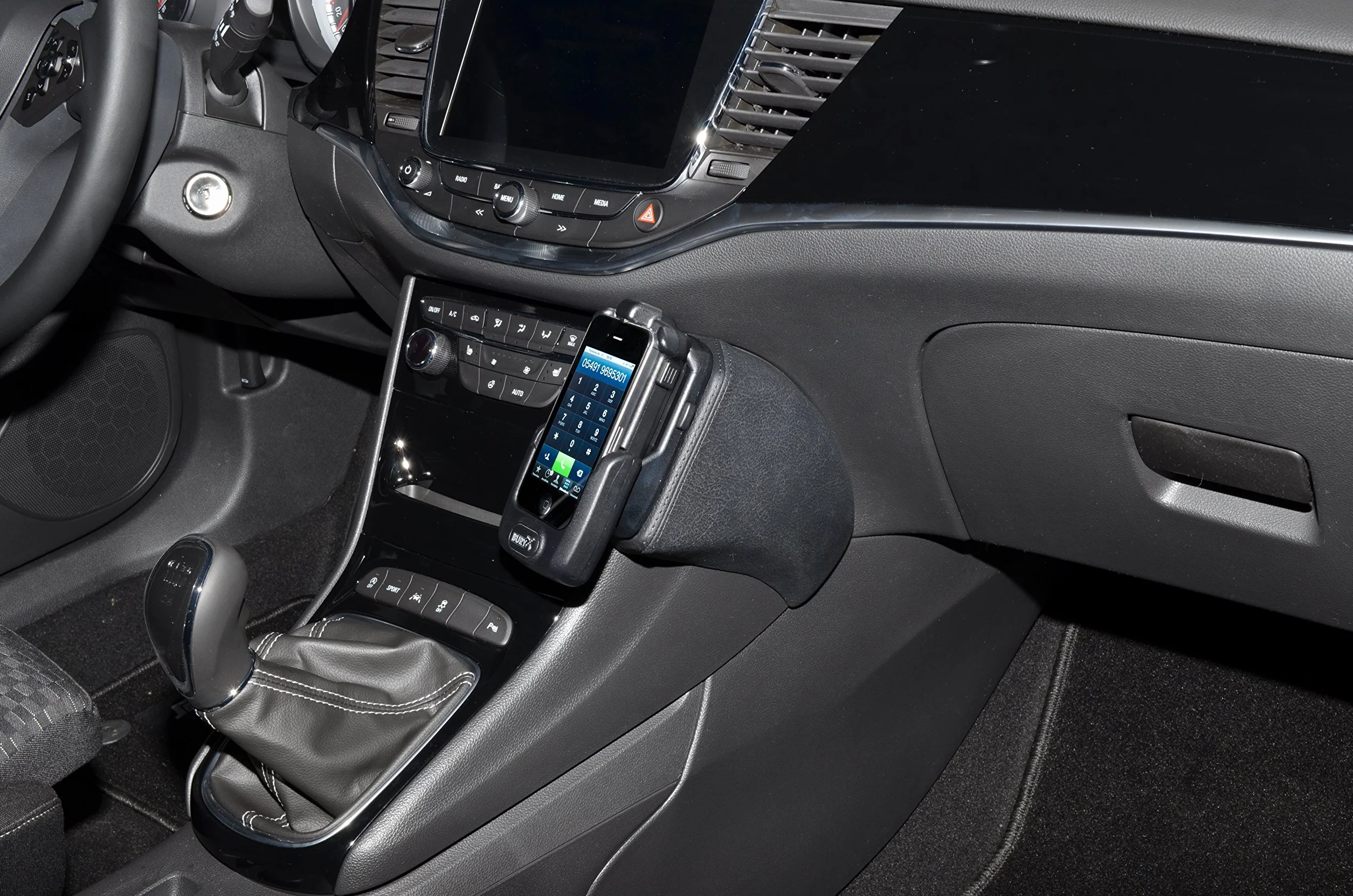 KUDA 2520 uchwyt z prawdziwej skóry czarny do Opel Astra K od 2015 - (duże mocowanie)