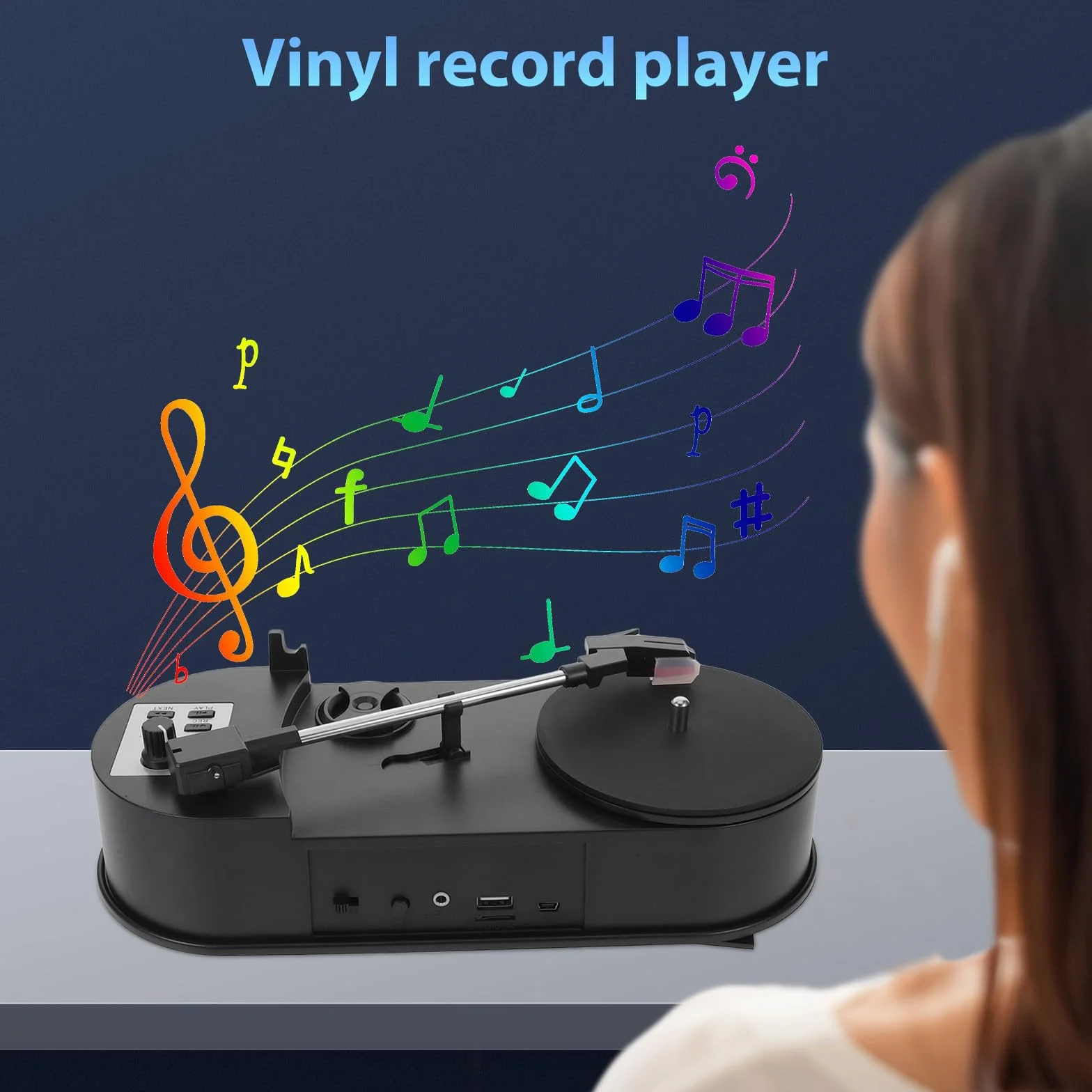 DOITOOL Gramofon z płyt winylowych: zabytkowy gramofon z wbudowanym głośnikiem - konwersja gramofonu do formatu MP3 na imprezę festiwalową