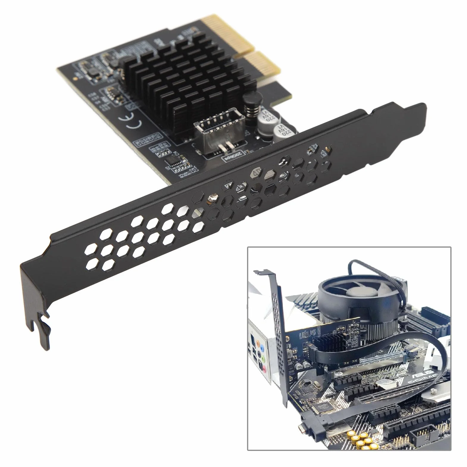 Karta rozszerzeń PCIE na USB 3.2 Gen 2, karta USB3.2 GEN2x2 20Gbps TYPE-C TYPE E Front/A KEY, do ASMedia ASM3242, karta PCI Express USB do komputera stacjonarnego, dla 10