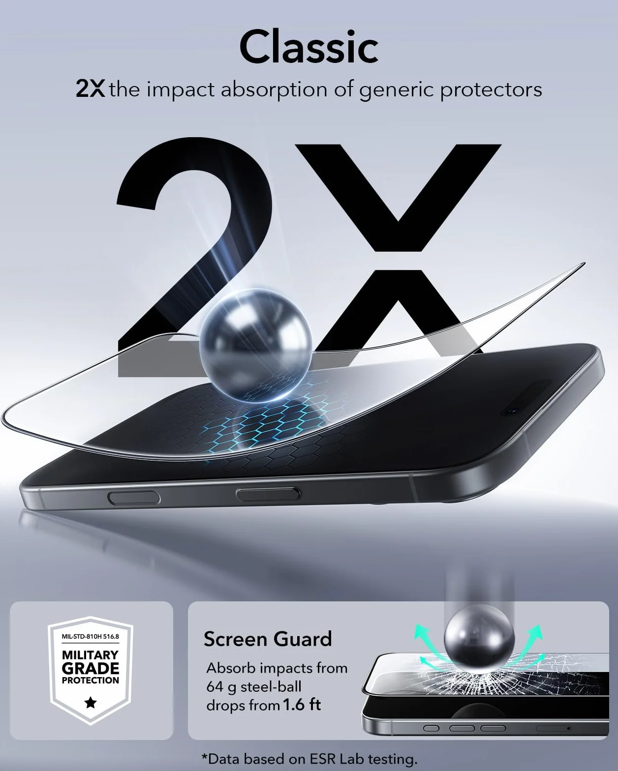 ESR szkło pancerne do iPhone 17 i iPhone 16 Pro 3 sztuki twardość 9H UltraFit