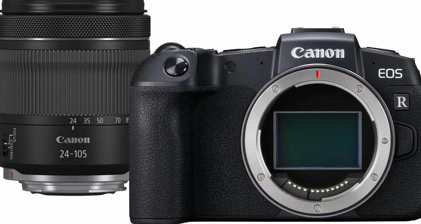 Canon EOS RP aparat systemowy z obiektywem RF 24 – 105 mm F4 – 7.1 IS STM, bezlusterkowy, wyświetlacz LCD II o przekątnej 7,5 cm, 4 K, procesor obrazu DIGIC 8, Wi-Fi, Bluetooth, pełnoklatkowy, czarny