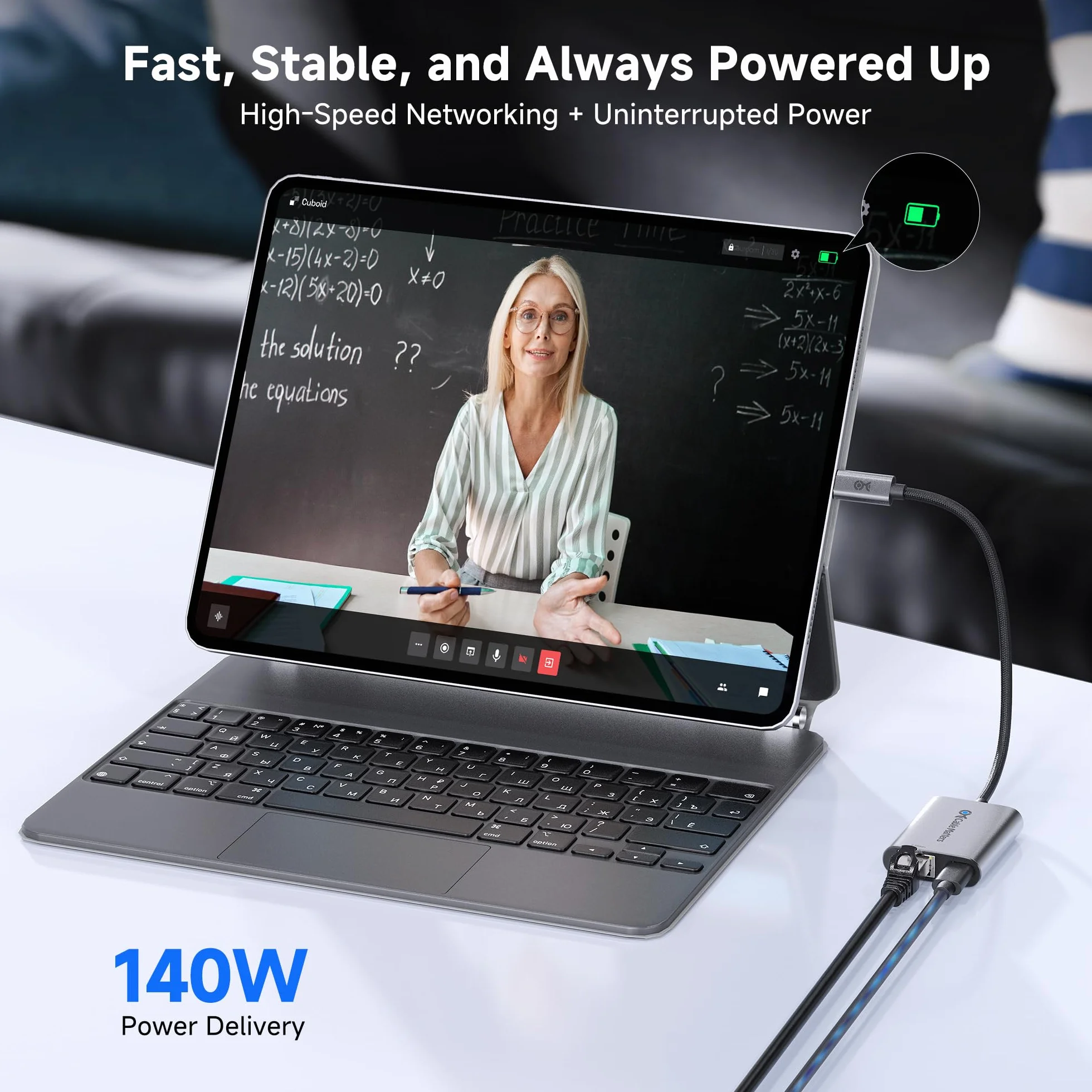 Cable Matters Adapter USB-C do Ethernet 2,5 Gb z Ładowaniem 140 W | 2,5 Gigabit Ethernet, zgodny z USB4, Thunderbolt 5/4, MacBook i urządzeniami USB-C