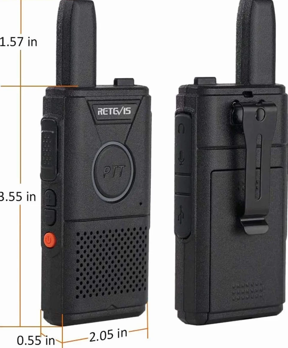 Retevis RT618 Walkie Talkie Dual Ptt, Ultracienkie Radio 2-DrożNe Bez Licencji Pmr446, Walkies Z 5-Portową łAdowarką Usb, PrzenośNy Walky Talky Dla KelneróW W Restauracjach, Hotelach (Czarny, 5 Sztuk)