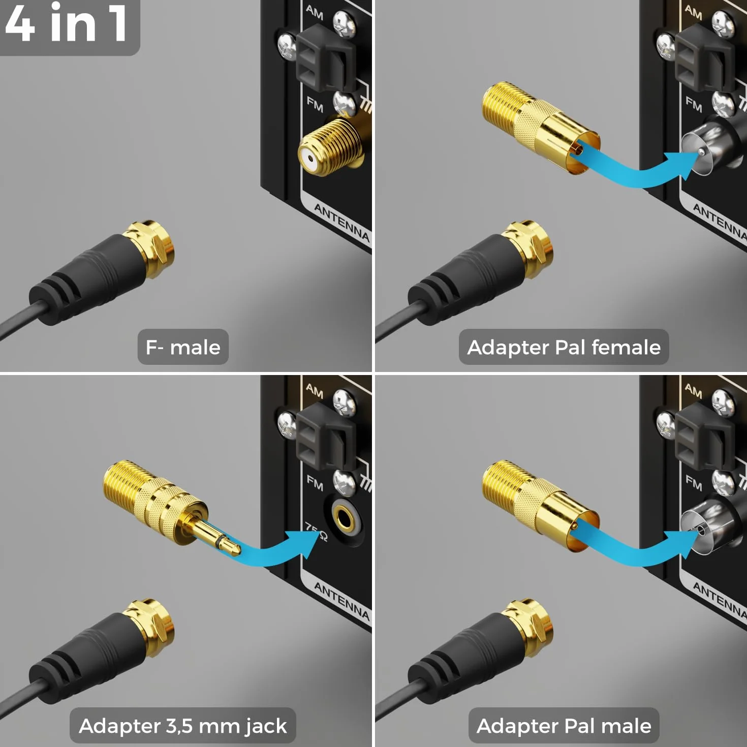 deleyCON Antena Radiowa DAB+ UKW FM 75 Ohm 3,0m z Podstawą Magnetyczną