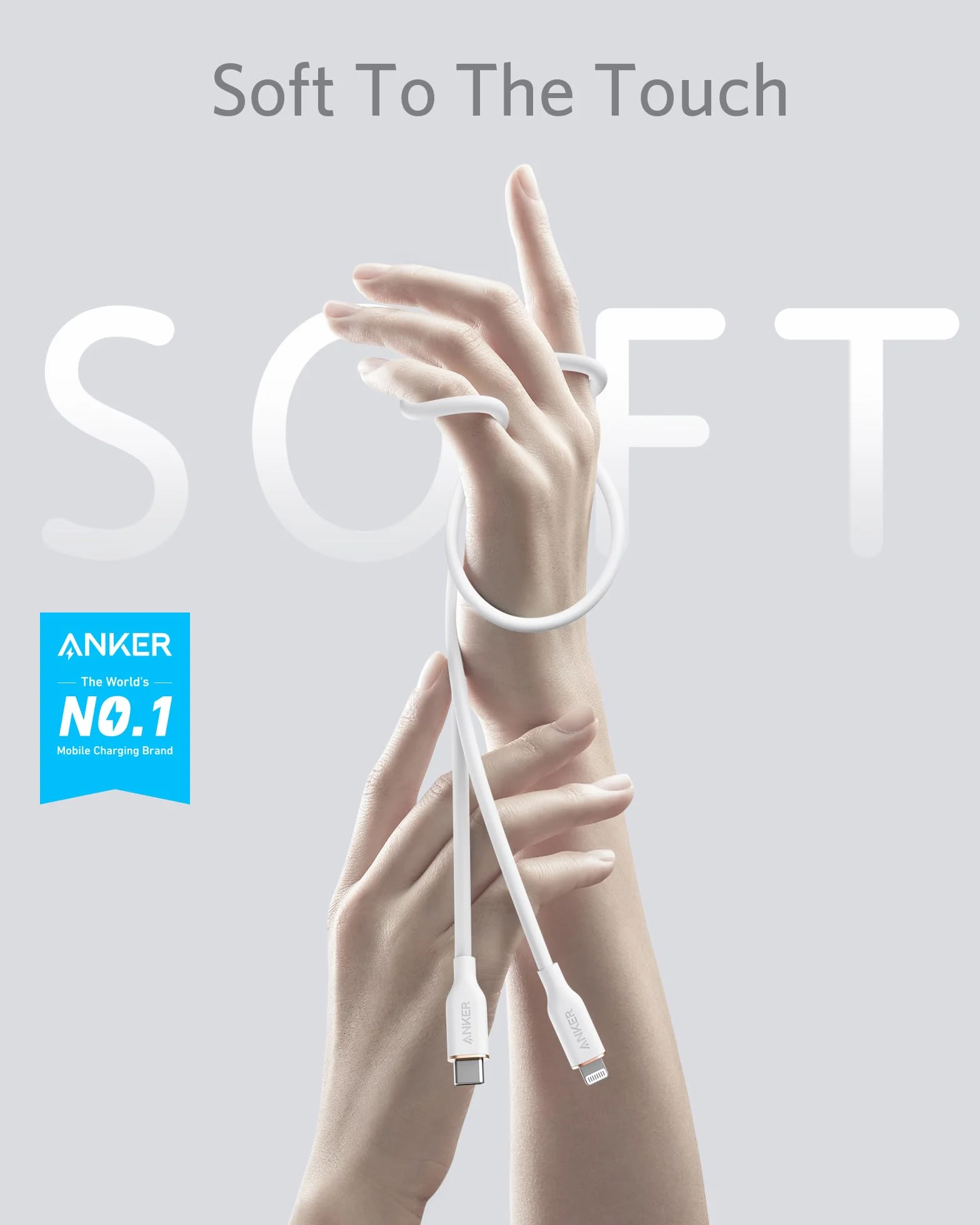 Anker Powerline III Flow, kabel Lightning USB C, 90 cm, USB C na Lightning, kompatybilny z iPhone 14/13/12/11, AirPods Pro, certyfikat MFi, żel krzemionkowy (śnieżnobiały)