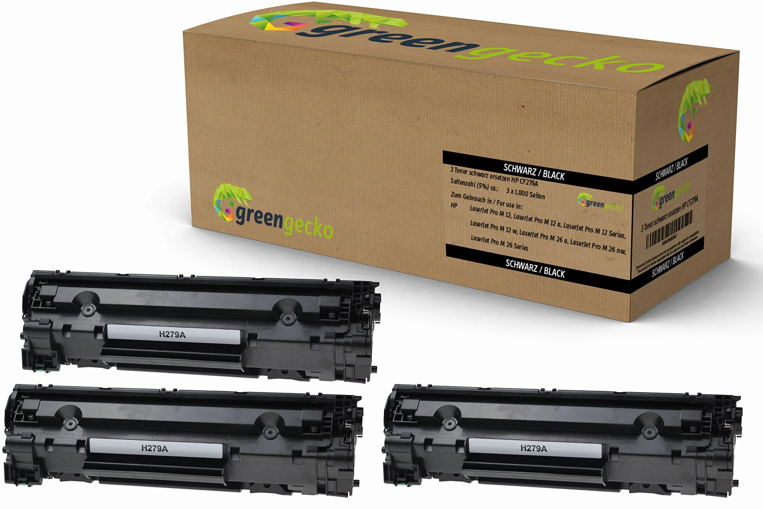 3 zamienniki tonera do HP CF279A | dla Hewlett-Packard LaserJet Pro M12a, LaserJet Pro M12w, HP LaserJet Pro MFP M26a, LaserJet Pro MFP M26nw | catridge czarny, najnowszy chip