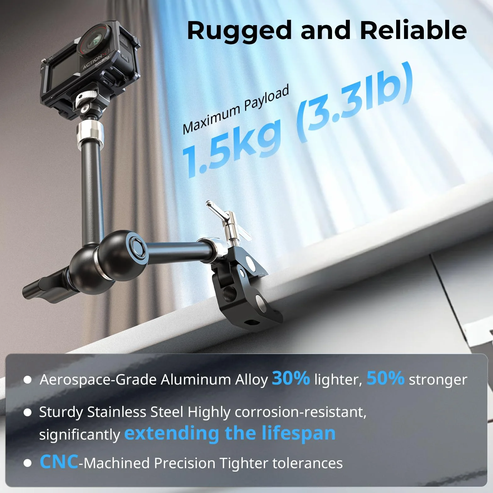 SMALLRIG Ramię Magic Arm 11 cali z zaciskiem w kształcie kraba, ramię ze śrubą 1/4"-20 i chowanymi bolcami, do kamer sportowych, monitorów, lamp wideo i mikrofonów - 5311