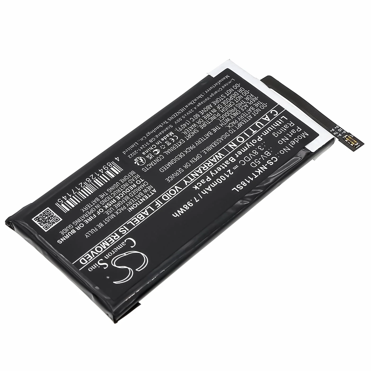 TECHTEK Bateria 2100mAh kompatybilny z [Nokia] 800 Tough, TA-1186, TA-1186/DS zastępuje BPCNTBY001B, BV-5D FBA