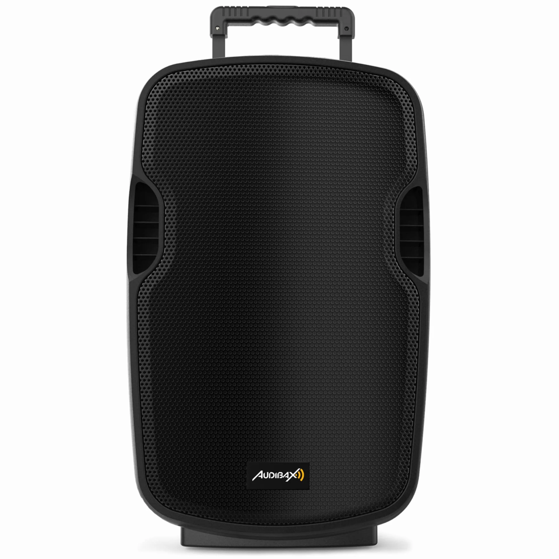 Audibax | Denver Combo Port 10" głośnik VHF - głośnik Bluetooth z USB/SD - system wózka - bateria + kabel AC 12 V - ekran LCD - bezprzewodowy mikrofon - czarny - 385 x 325 x 565 mm