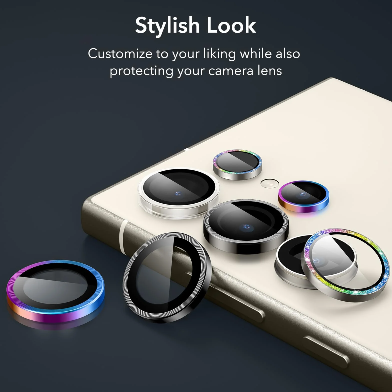 ESR Osłona obiektywu Samsung Galaxy S24 Ultra, szkło hartowane, aluminiowa krawędź, 2 zestawy, przezroczysta