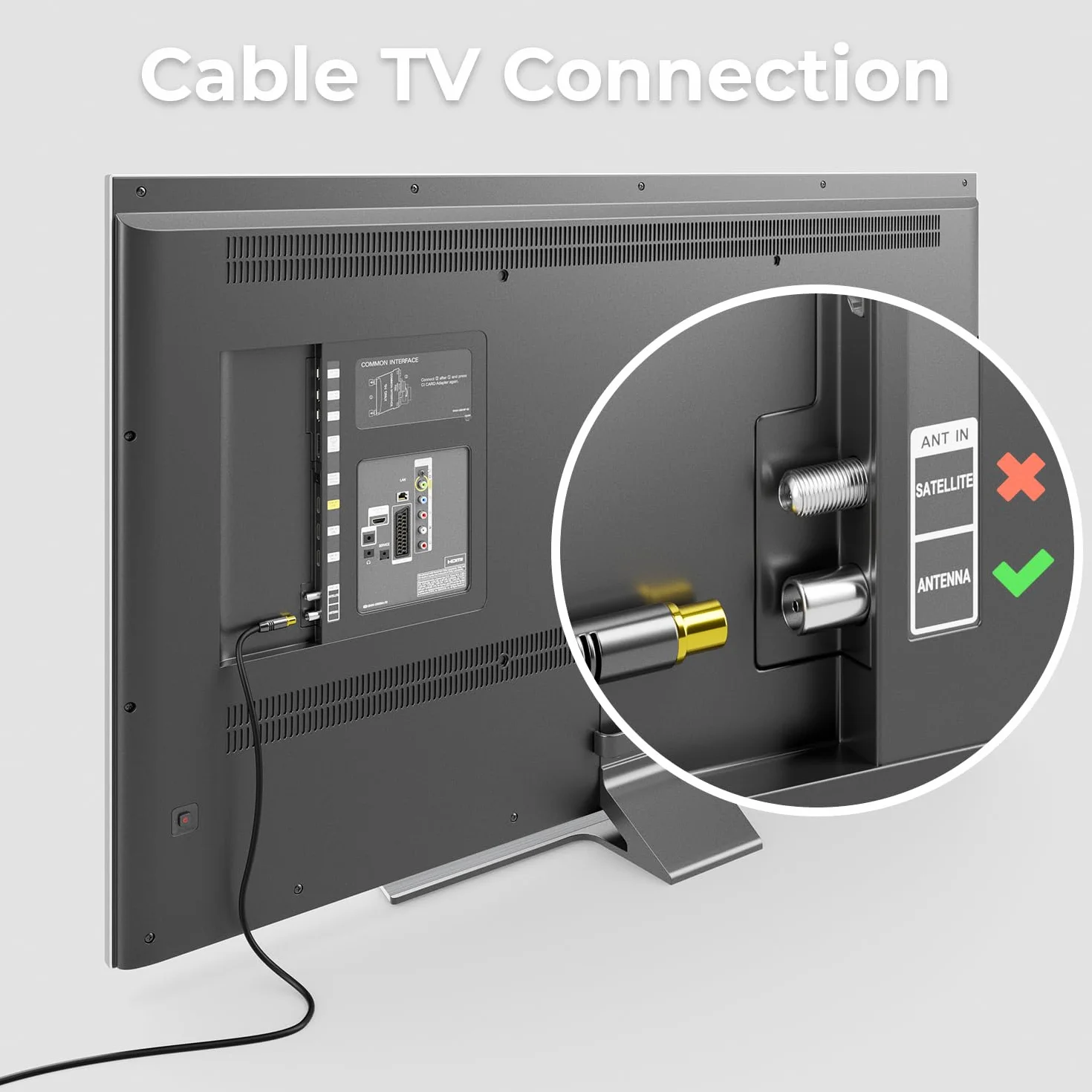 deleyCON 2m 4K TV Kabel Antenowy Koncentryczny Kabel TV HDTV FULL HD - Wtyk IEC na Gniazdo IEC - Metalowe Wtyki - Analogowy Cyfrowy - Czarny
