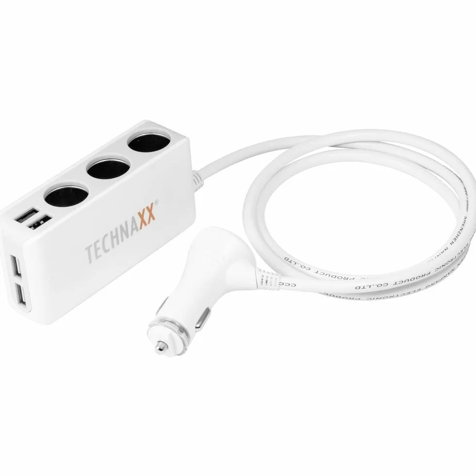 Technaxx Ładowarka samochodowa uchwyt TE11 z 4 portami USB i potrójnym rozdzielaczem samochodowy do smartfona/tabletu