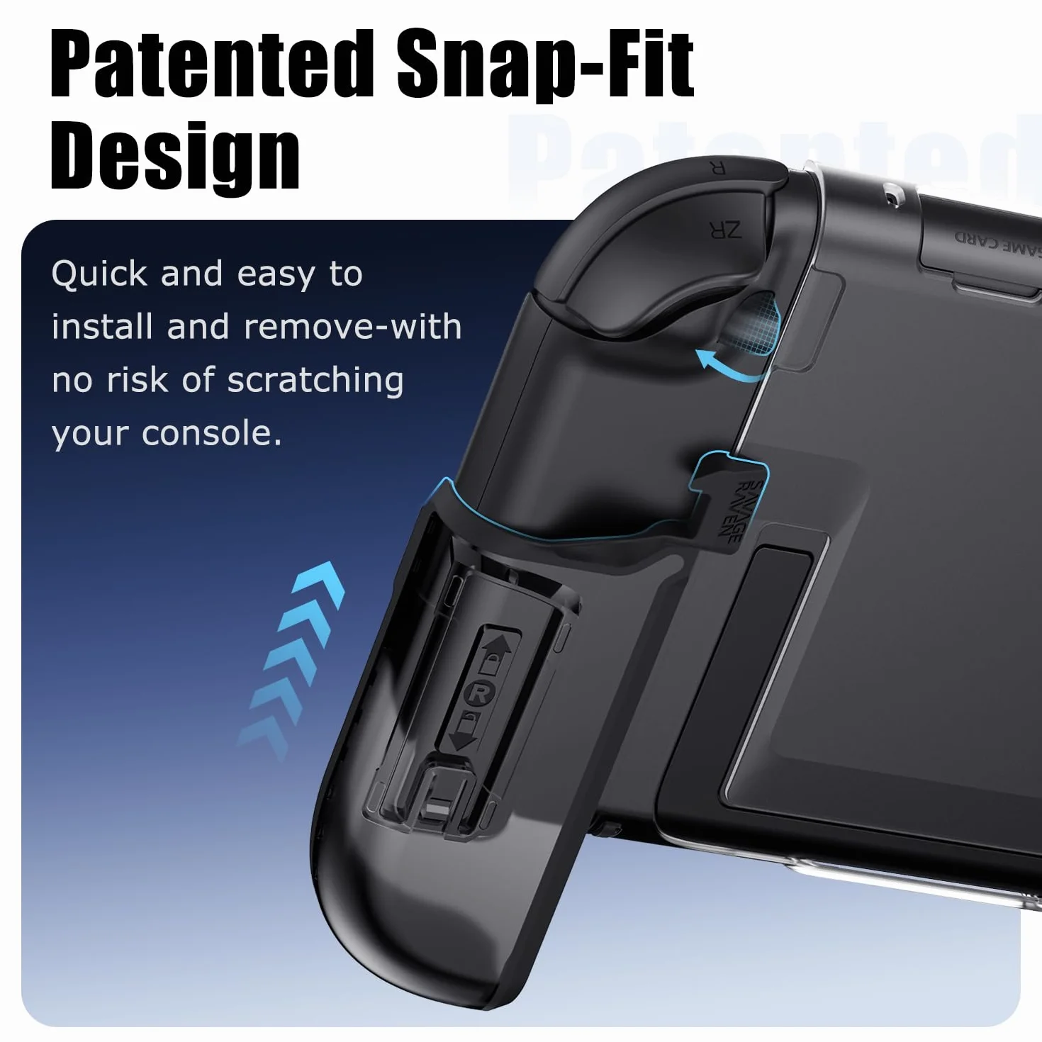 Savage Raven by Skull & Co. FissionGrip Bundle do Nintendo Switch 2: Rewolucyjne etui ochronne z wymiennymi uchwytami [do dopasowania do wszystkich rozmiarów rąk] [z etui Carrying]- Neon Blue(L)+