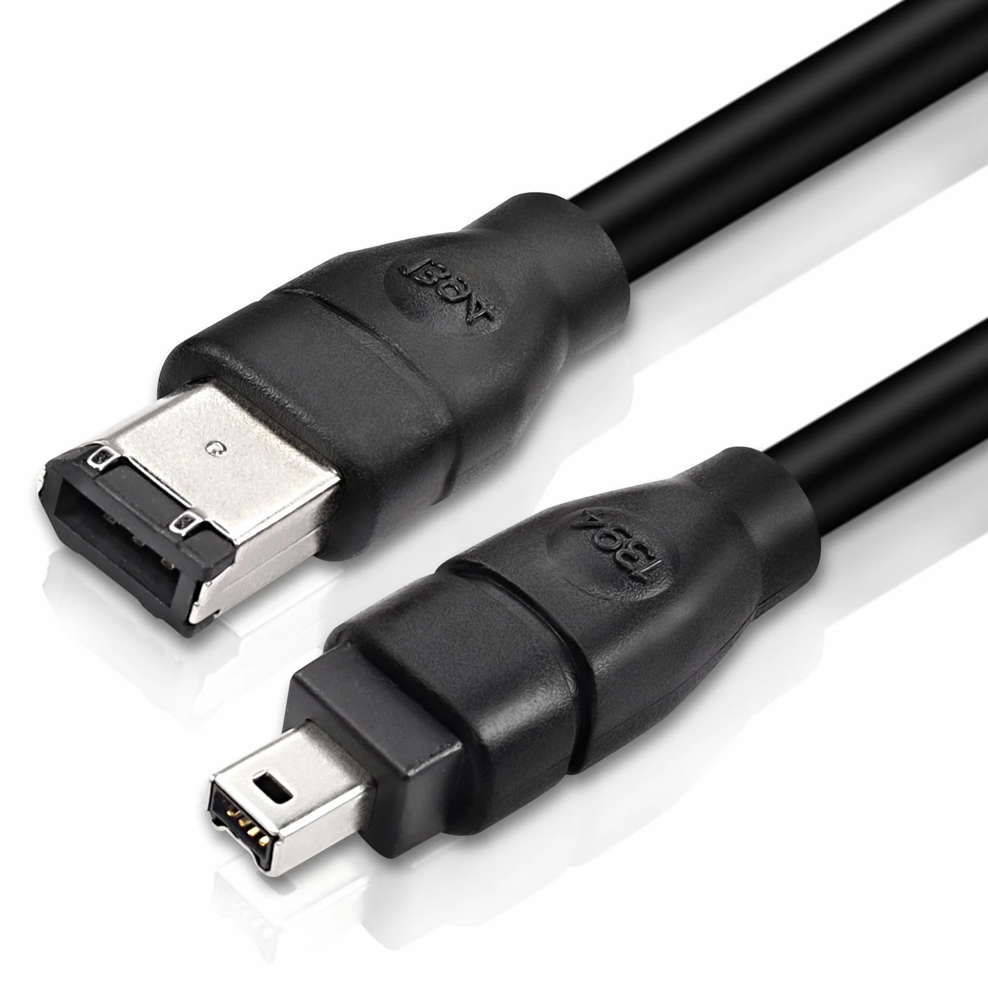 MEIRIYFA Firewire IEEE 1394B wtyczka 6-stykowa do 4-pinowego kabla wtykowego, Firewire 400 do Firewire 400 4 Pin do 6 Pin High Speed 400 Mbps do drukarki, skanera, aparatu cyfrowego (1,8 m, czarna)