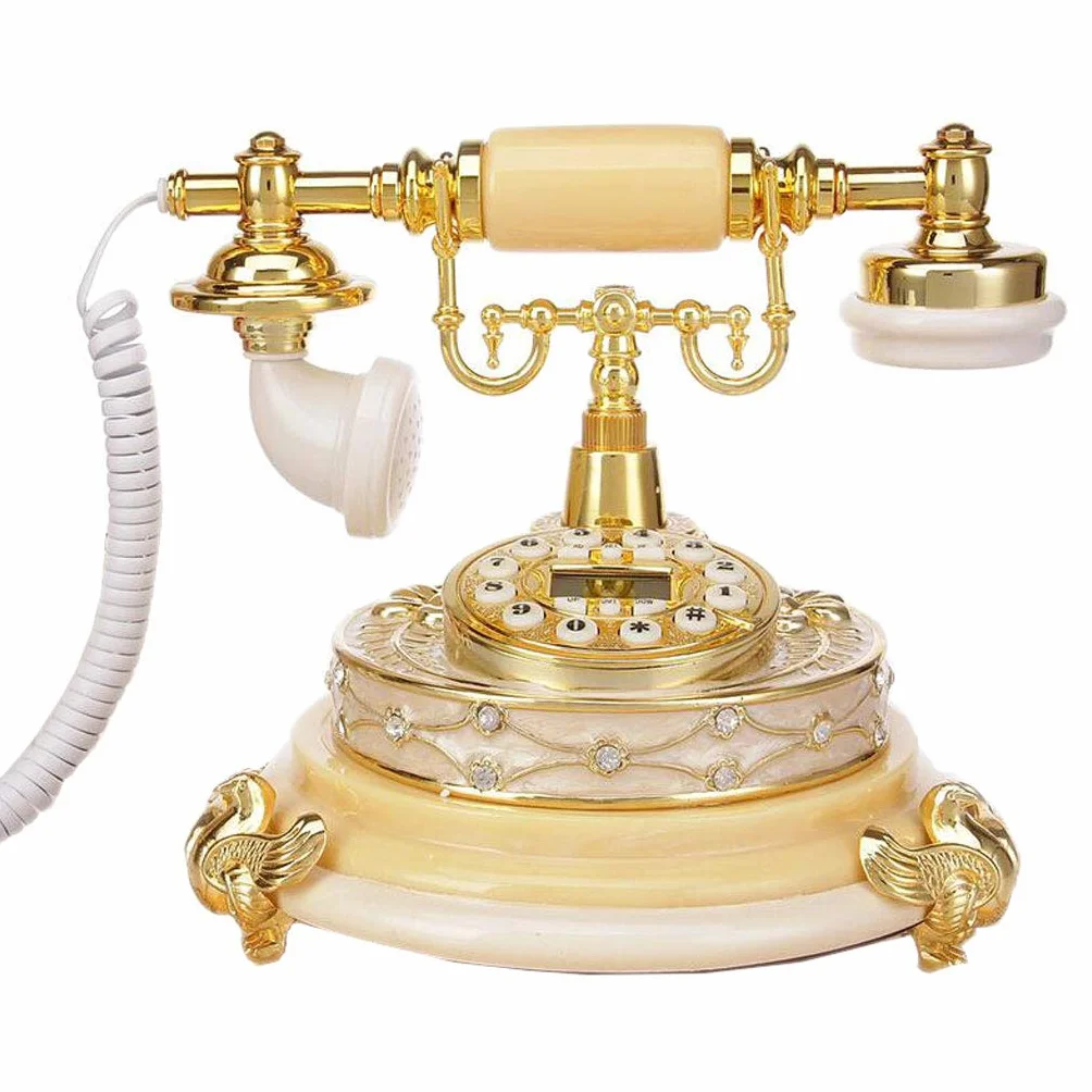 Telefon Zabytkowy telefon Europejski retro Kreatywny moda Domowy stacjonarny Ogród Biuro(Yellow)