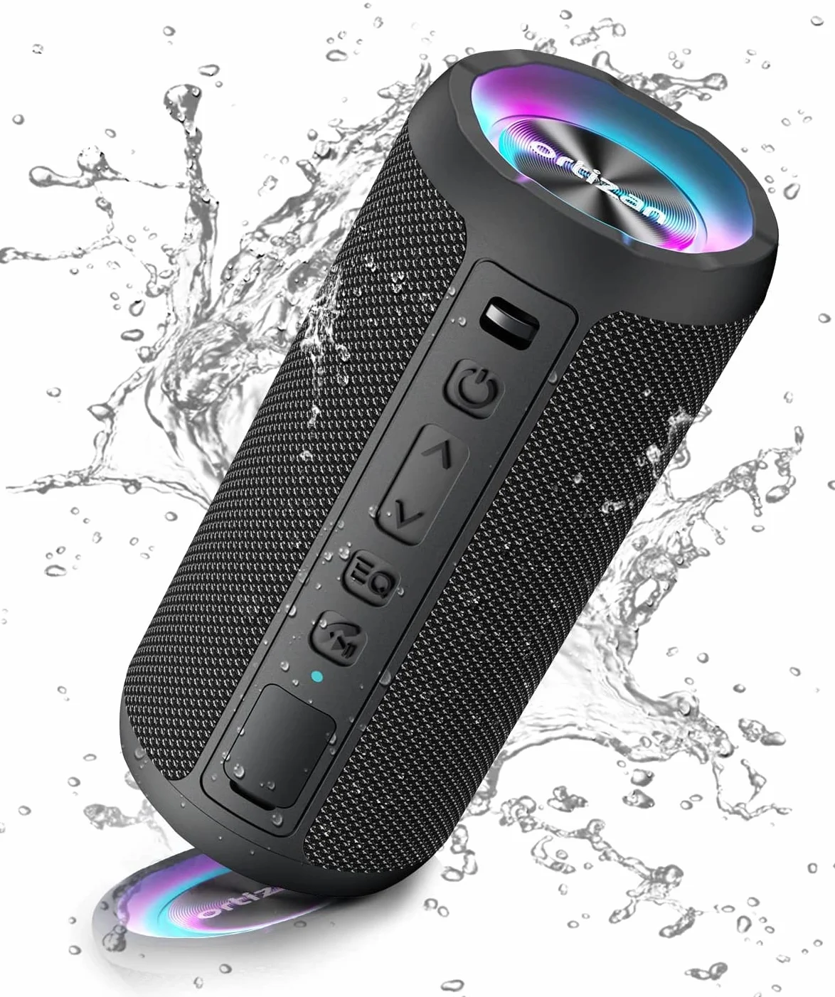 Ortizan Głośnik Bluetooth, przenośne bezprzewodowe głośniki Bluetooth ze światłem LED, głośniejsza głośność i ulepszony bas, wodoodporność IPX7, czas odtwarzania 30 godzin, trwały, głośny głośnik