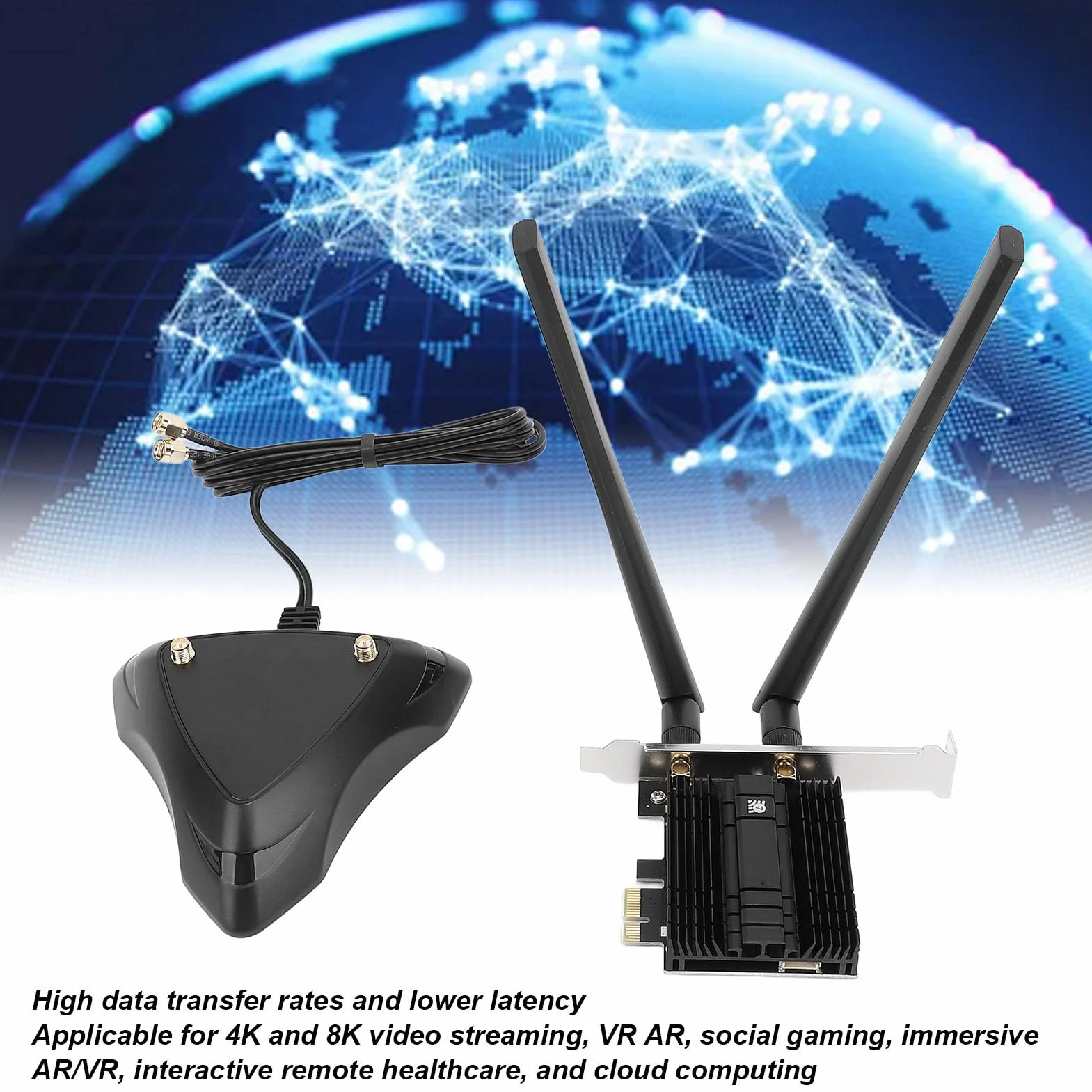 Karta BE200 WiFi 7, Karta Sieciowa WiFi 7, Karta Sieciowa PCIe 8774Mbps z Bluetooth 5.4, Trójzakresowa do 6GHz, 802.11ax, MU MIMO, Bezprzewodowa Karta Sieciowa 8774Mbps dla