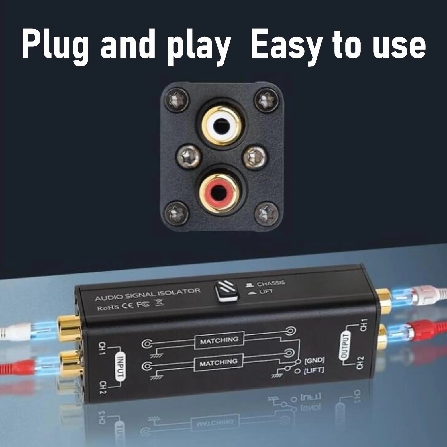 Izolator Pętli Masy, Filtr Szumów ze Stopu Aluminium, Eliminator Przydźwięków, Eliminacja Brzęczących Szumów w Samochodowym Systemie Audio i Domowym Systemie Stereo