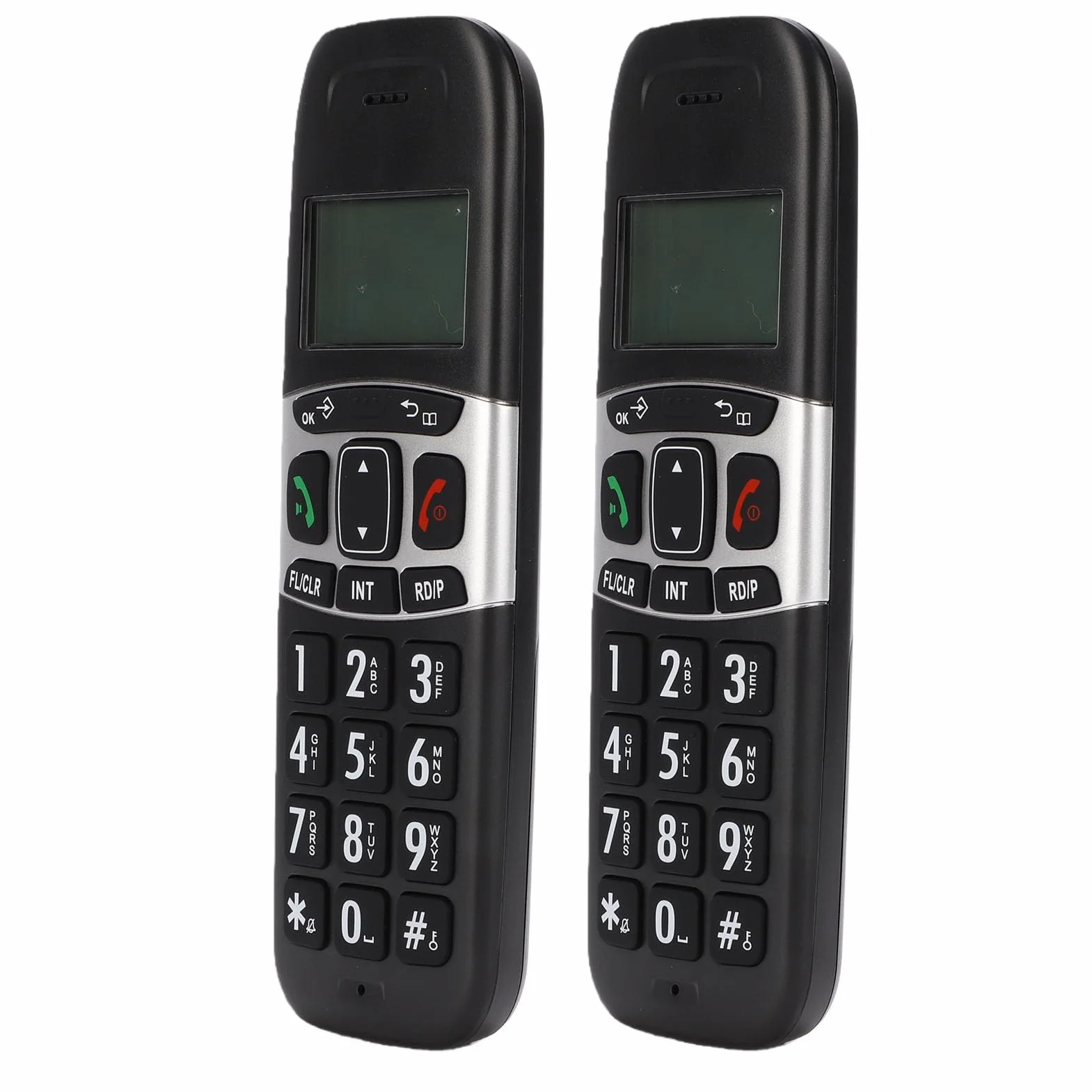 Fabater Telefon Bezprzewodowy z Dwiema Słuchawkami i wygodną książką telefoniczną. Bezpieczne Rozmowy DECT 6.0 do Użytku osobistego. ABS Trwały (wtyczka UE)