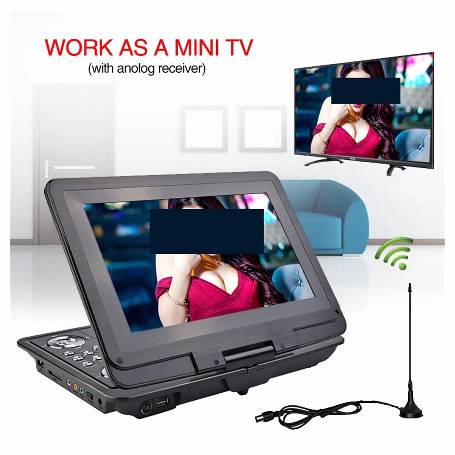 13 Cal HD przenośny odtwarzacz DVD mobilny cyfrowy odtwarzacz multimedialny TV EVD Radio MPEG MPEG4 VCD karta SD U odtwarzanie dysku, Zgodność Z Wieloma Formatami