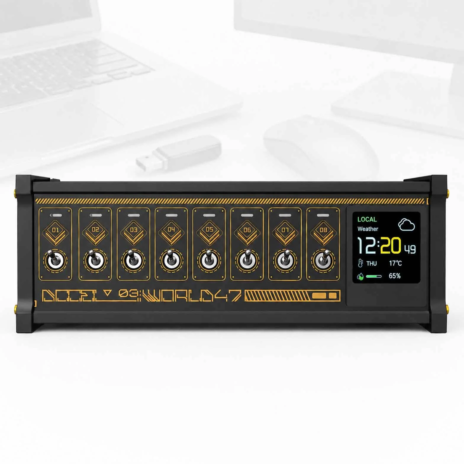 Stacja Dokująca Usb Z 8 Portami, Przenośna Ładowarka Podróżna Z Szybką Transmisją Danych, 1,54-calowy Kolorowy Ekran Ips, Koncentrator Usb O Mocy 36 W Z Indywidualnymi Przełącznikami Black Gold