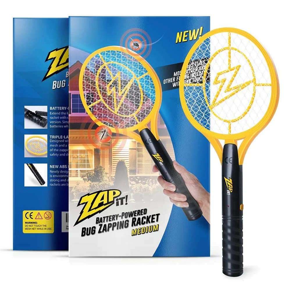 ZAP IT! Łapka na komary i muchy, ładowana za pomocą USB, 4000 V, bardzo jasne światło LED do używania w ciemności, bezpieczna w dotyku (średnia)
