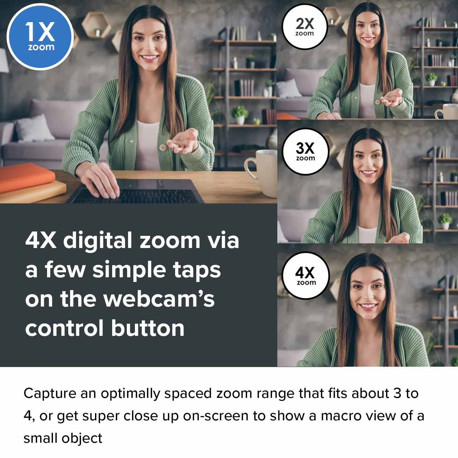 Creative Live! Cam Sync V3 2K QHD kamera internetowa USB z 4-krotnym zoomem cyfrowym (4 tryby zoomu od szerokiego kąta do wąskiego widoku portretowego), obiektyw prywatności, 2 mikrofony, do