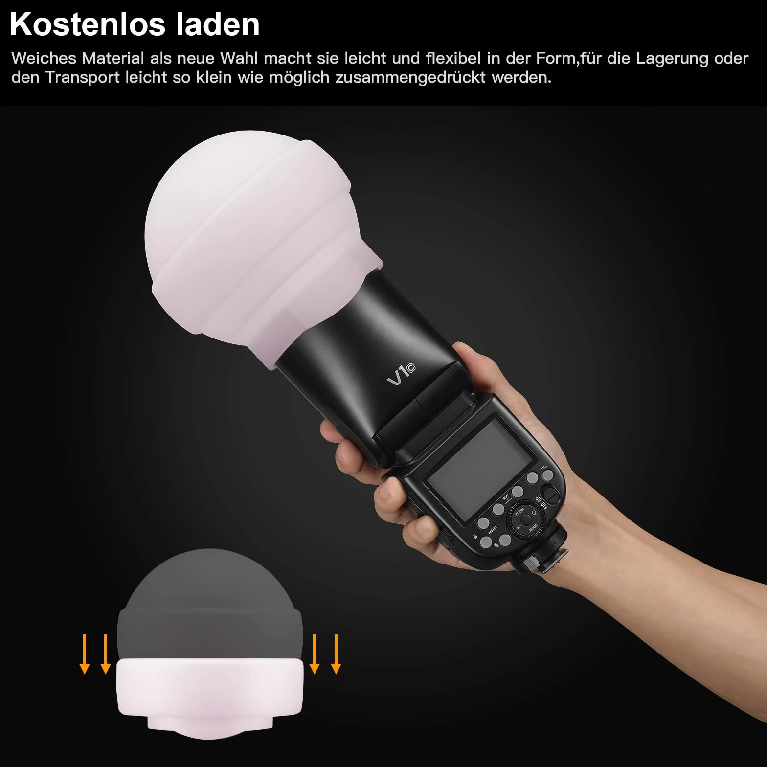 Godox AK-R22 Dyfuzyjna Kopuła, Składana Formuła Światła z Materiału Silikonowego, do AD100PRO, AD200PRO (z H200R), Sprzęgło Dyfuzyjne do Serii Lamp Błyskowych V1