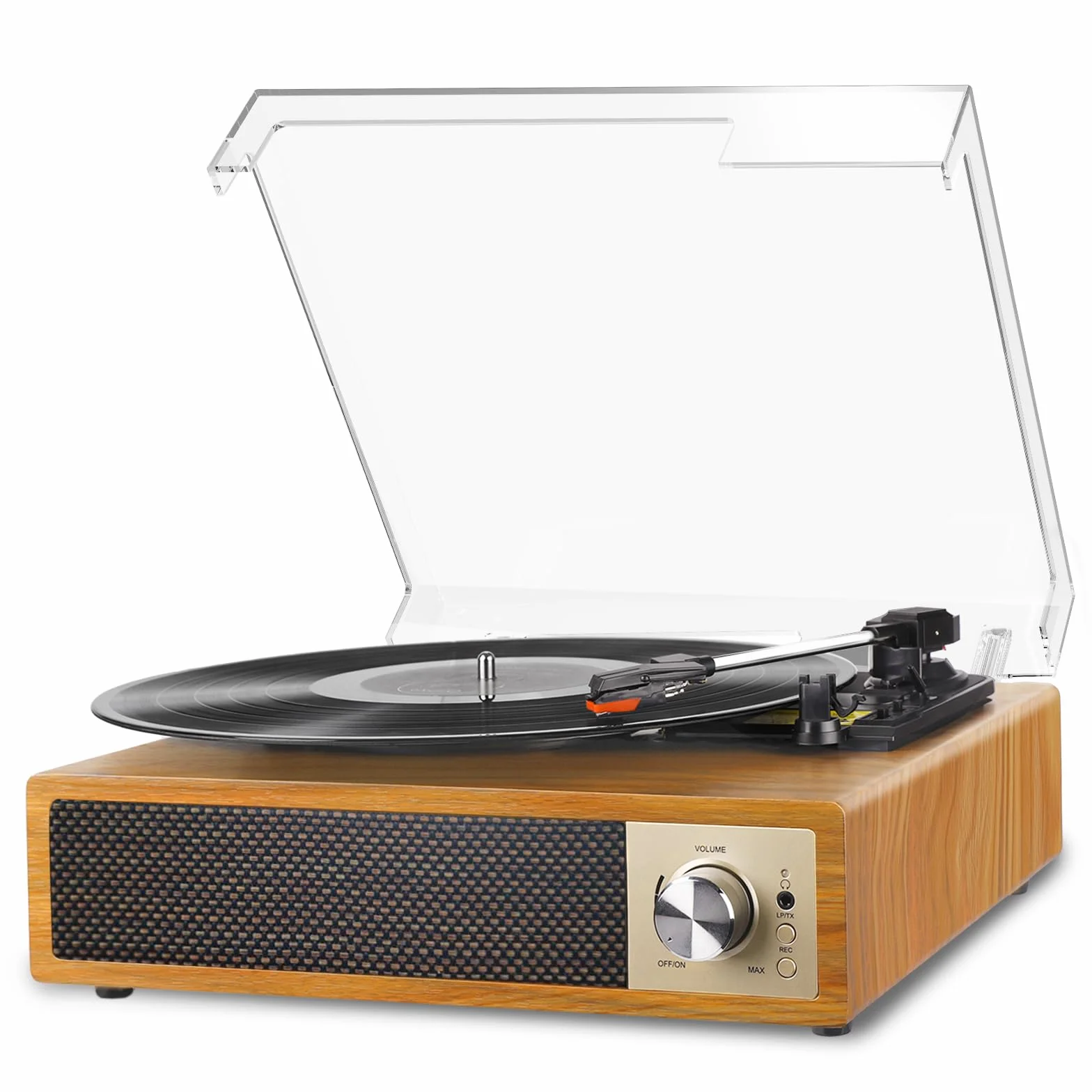 VIFLYKOO Gramofon, Bluetooth 5.4 z 2 Głośnikami Stereo, Bezprzewodowy 3-Biegowy 33/45/78 obr./min, Odtwarzacz Winylowy Obsługuje Wejście Słuchawkowe/Wejście AUX/Wyjście RCA/USB