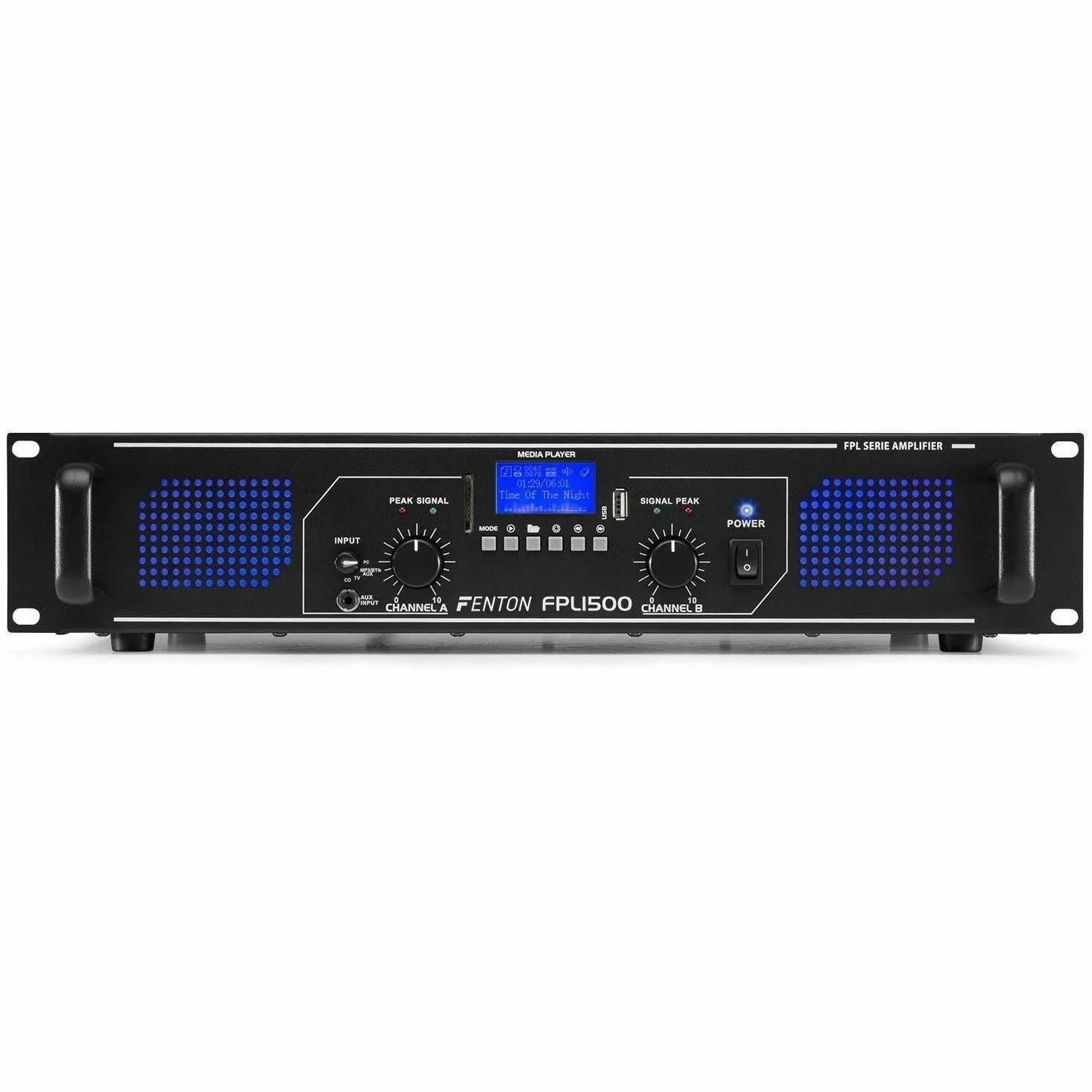 Fenton FPL1500 wzmacniacz PA 1500 W, 3-kanałowy wzmacniacz mocy, wzmacniacz cyfrowy z Bluetooth, AUX, USB, odtwarzacz MP3, wielokanałowy wzmacniacz mocy, wzmacniacz, czarny