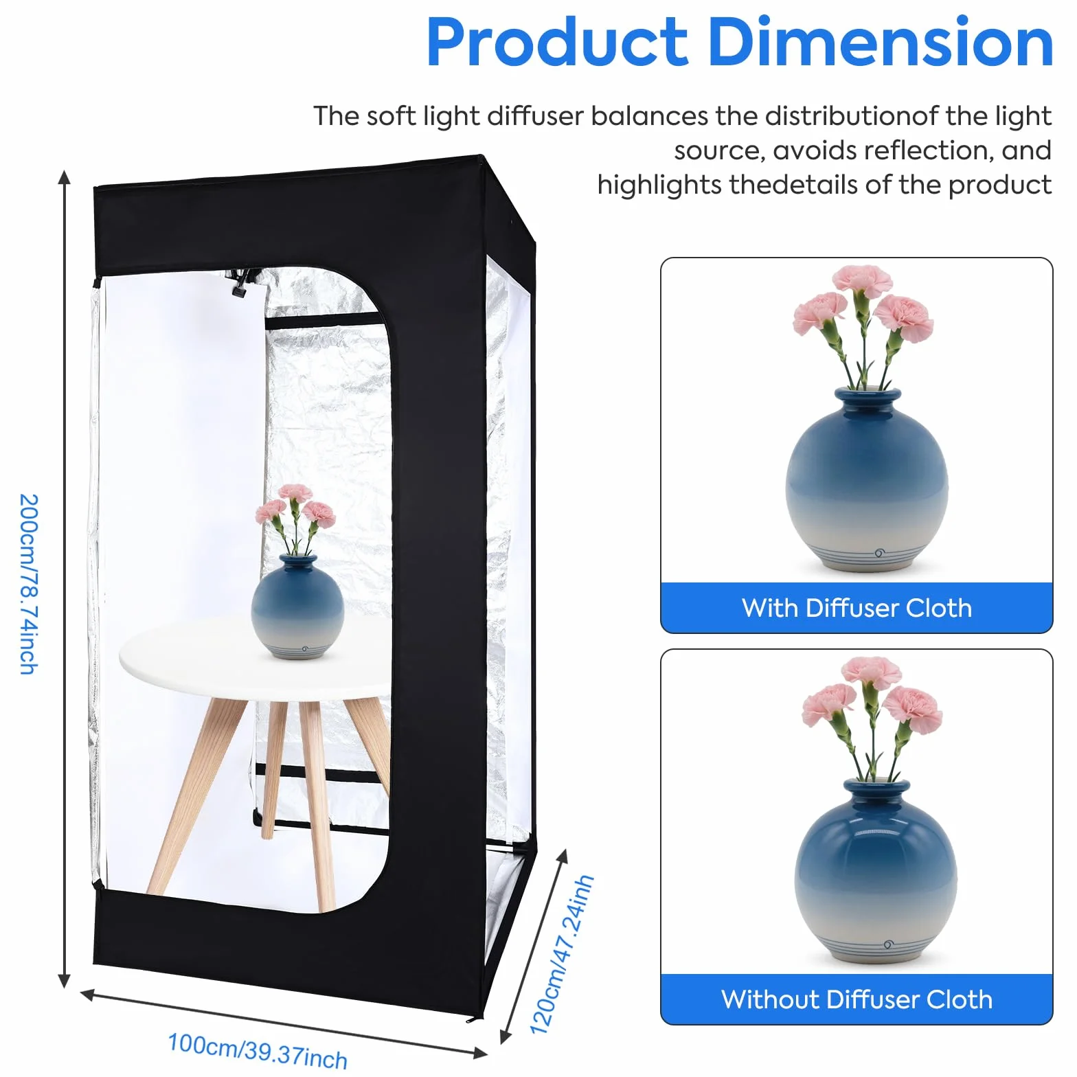 Modułowa lampa fotograficzna z 2 przyciemnianymi panelami LED, przenośny zestaw namiotów studyjnych 200 cm z 6 tłami do produkcji biżuterii, fotografii kosmetycznej