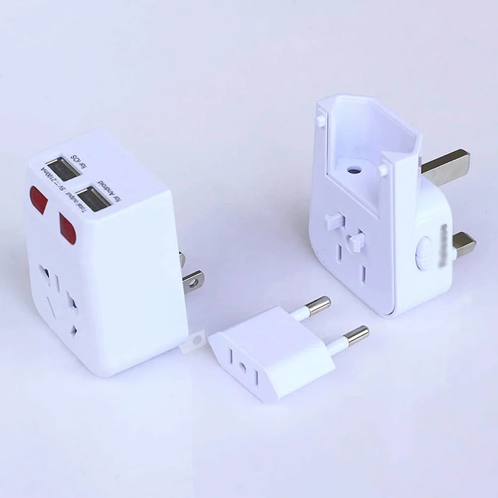 Uniwersalny adapter podróży, Ultra Compact Bezpieczna uziemiona idealna do telefonów komórkowych, laptopów, ładowarek aparatu, z 2 Usb.
