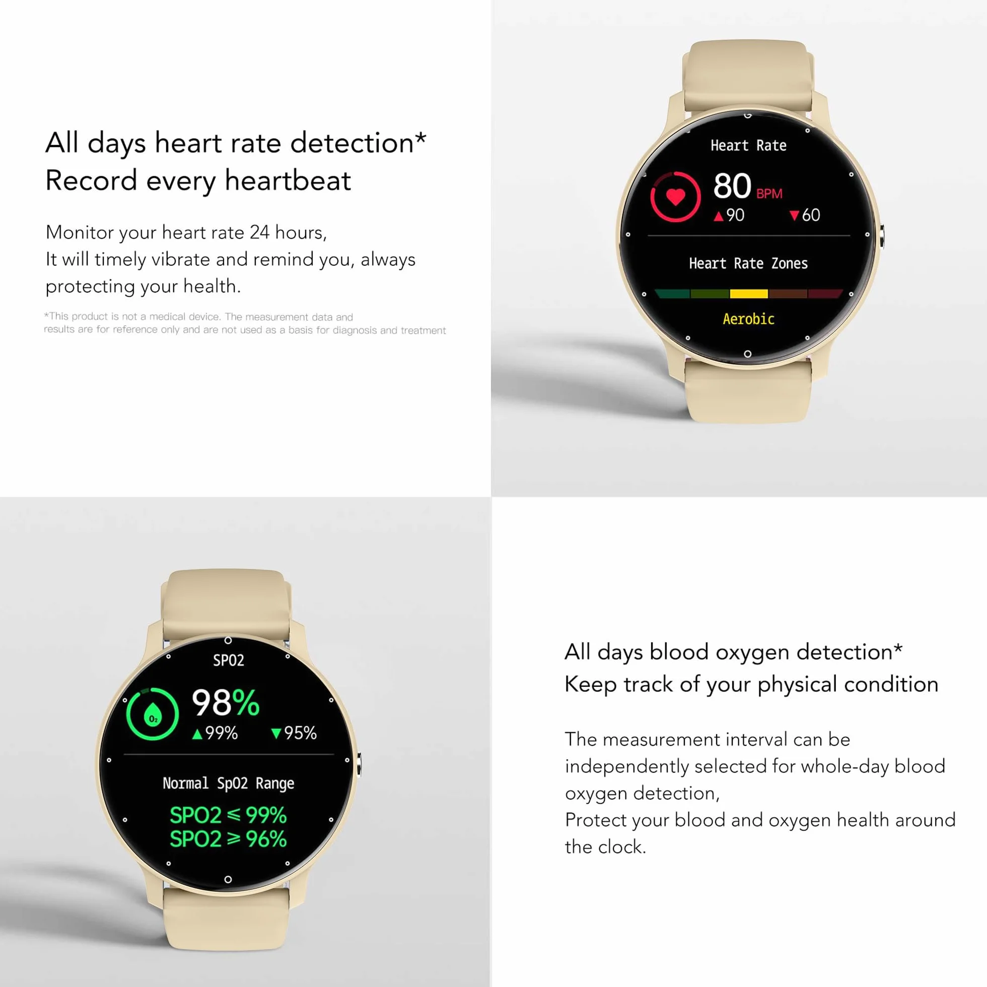 Smartwatche Mężczyźni z Funkcje Telefonu Bluetooth, Sportowy Smartwatch 1,39 Cala ze 123 trybami Sportowymi, Pomiarem Tętna, Odtwarzaczem Muzycznym, Wodoodpornością 5AMT dla Android iOS (Złoto)